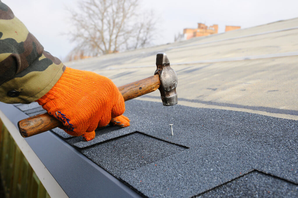 Garage roofing with architectural shingles or tyvek